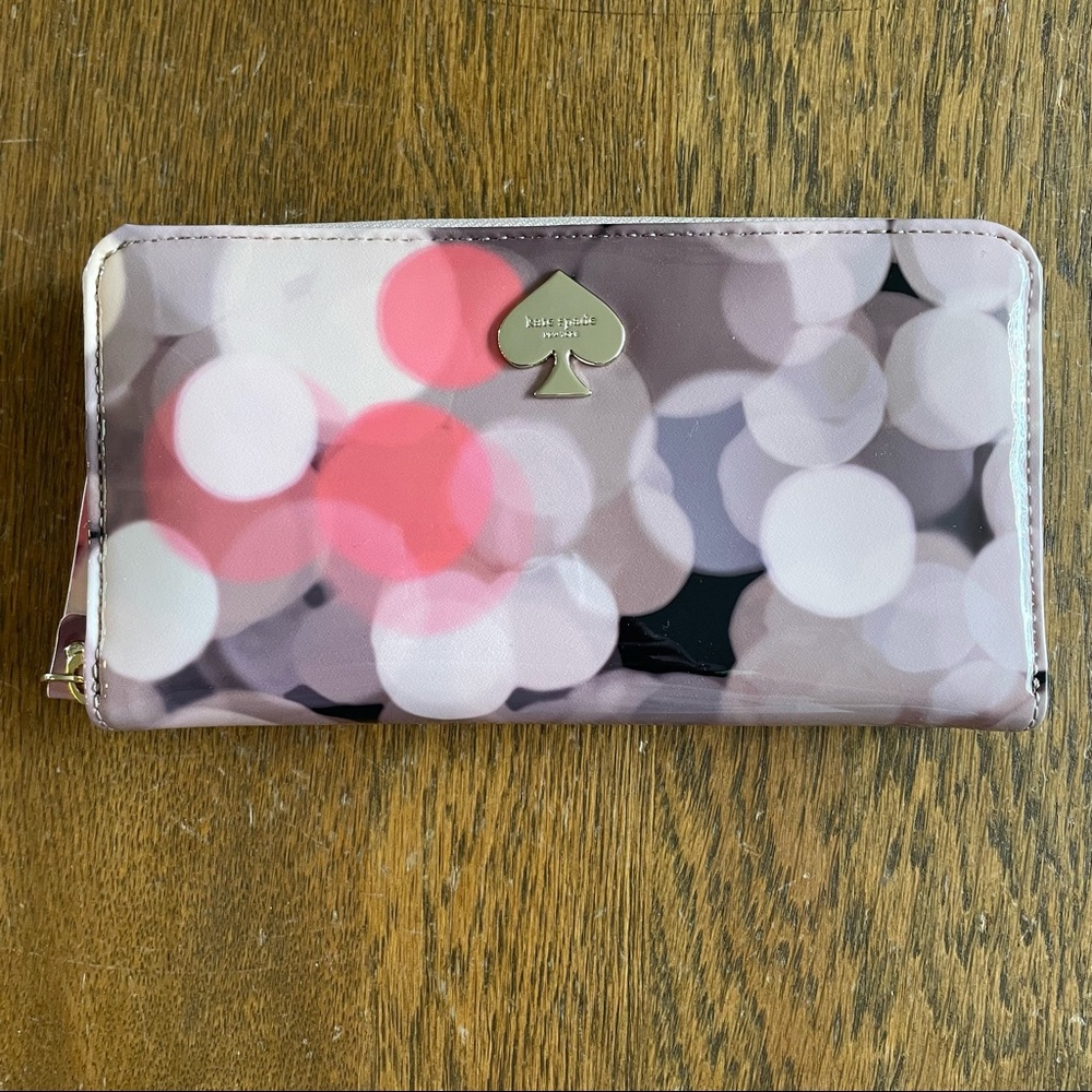 Kate Spade Continental Bubble Circles Multi Colored Zipper Wallet Large